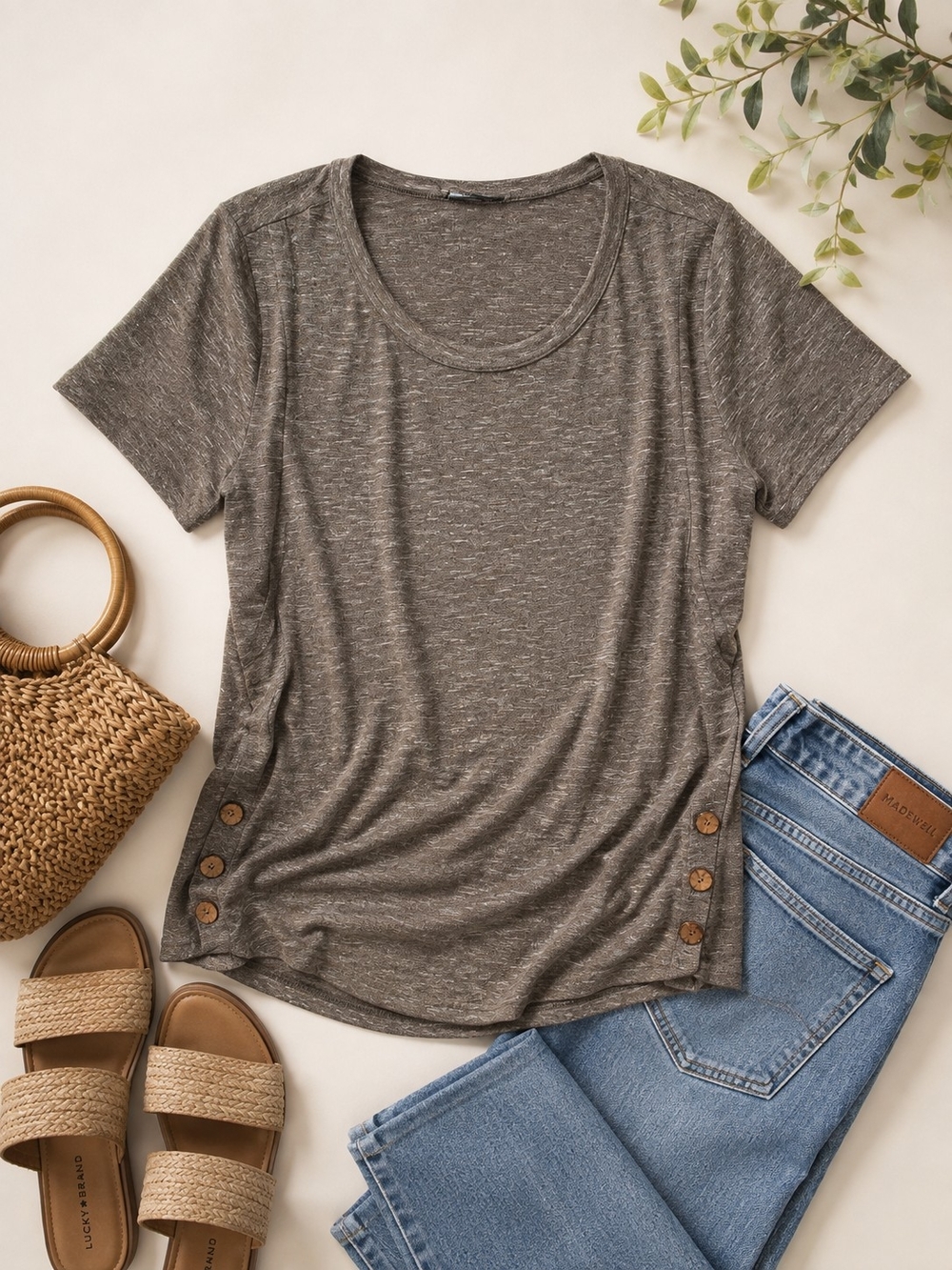 Quinee Casual Button Side Nursing Top By QUINCE - Picture 2 of 6